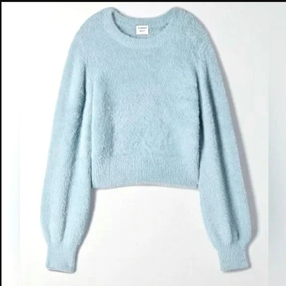 Sunday Best Aritzia Kitten Sweater Fuzzy Crewneck Pullover Longsleeve Knit M